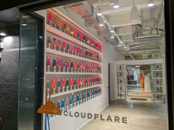 "Cloudflare protects 20% of the internet with encryption keys generated by 100 lava lamps."