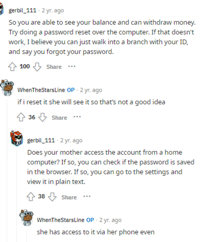 There was a lot of back and forth on what OP can do and how he can gain regular access to his money.