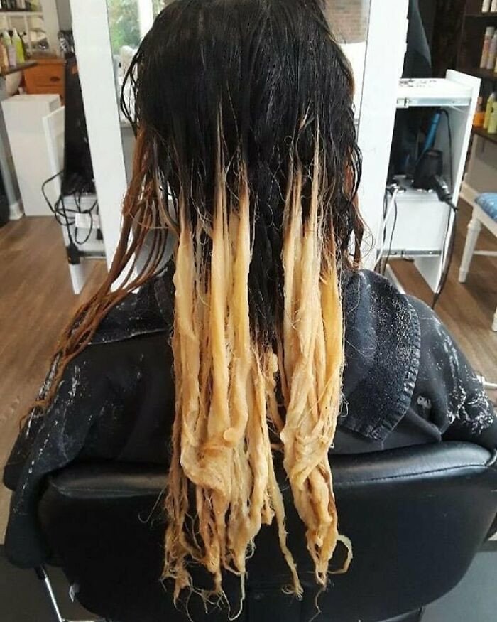 16. Poor hair is hanging on for dear life...