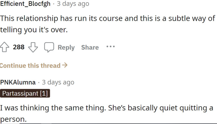 The relationship is near its end