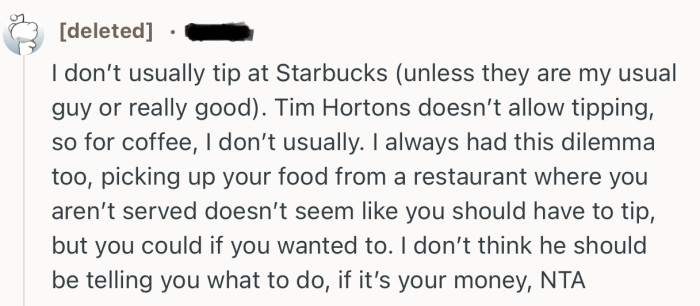 “I don’t think he should be telling you what to do, if it’s your money, NTA.”