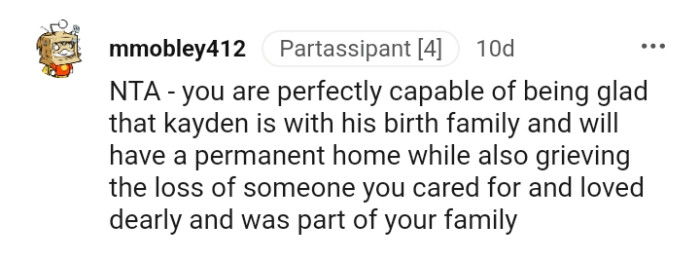 This is someone you cared for and loved dearly