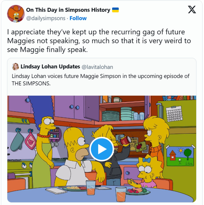 “I appreciate they’ve kept up the recurring gag of future Maggies not speaking, so much so that it is very weird to see Maggie finally speak,” commented another: