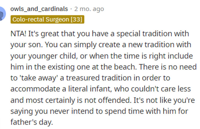 Creating another tradition with the younger son is definitely a fantastic way to keep things fair while giving them both their own one-on-one time together.