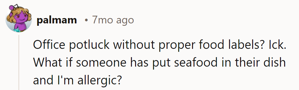 Potluck roulette: the game where seafood allergies meet surprise ingredients.