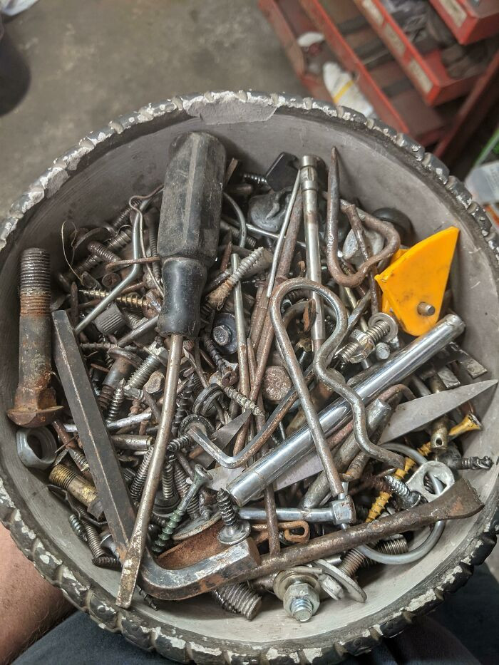 43. Officially One Year Of Tire Punctures, Approx 3 Pounds. Time To Release Them Back Into The Wild