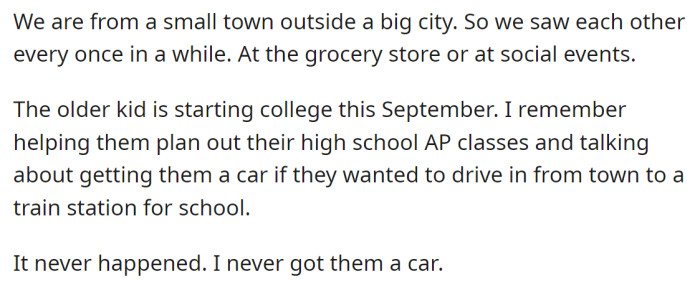 Interestingly, during their marriage, OP promised his ex-stepdaughter that he would get her a car for college.