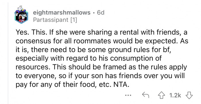 If the boyfriend wants to move in, some new rules need to be set.