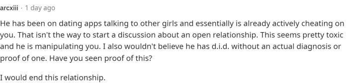 It is also true that, especially if he didn't inform her beforehand, this was a terrible thing to do at that moment, and he should have discussed it prior to this situation.