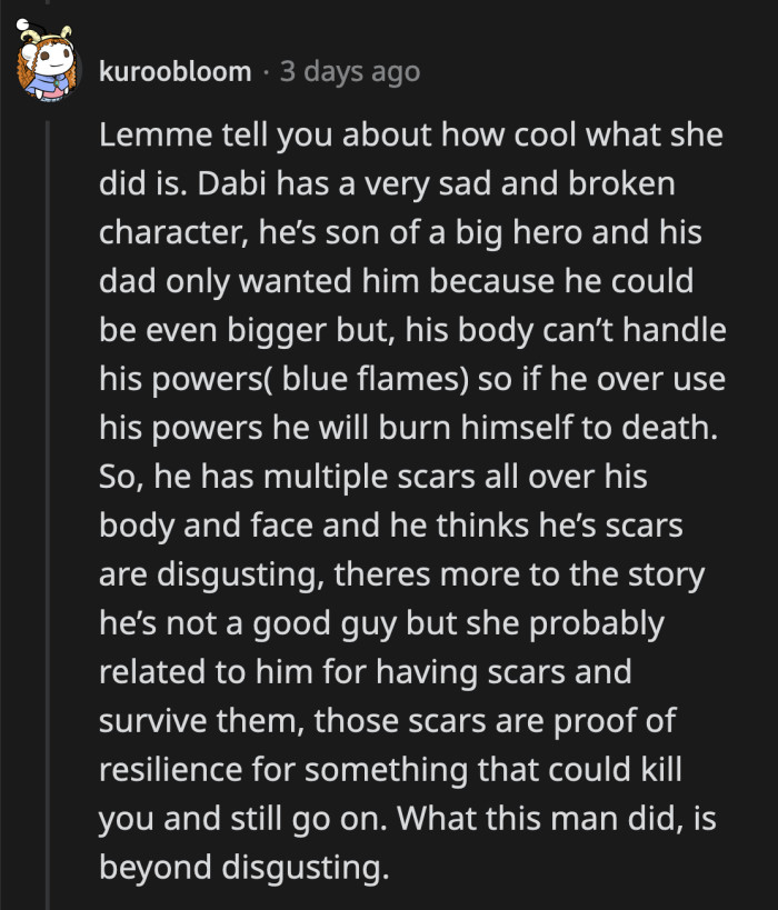 The fact that this is what the character represents just adds another layer of ick to what OP said.