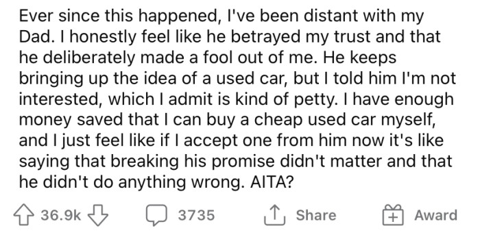 Now the OP is wondering if he's the a**hole for not wanting to forgive his dad for humiliating him.