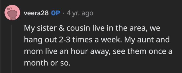 A deleted comment asked OP how often she sees her relatives. If she sees them infrequently, maybe she would be more understood, but...
