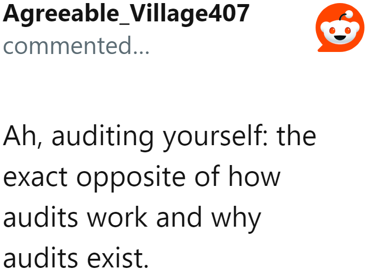 Doing a self-audit is like letting the fox guard the henhouse.