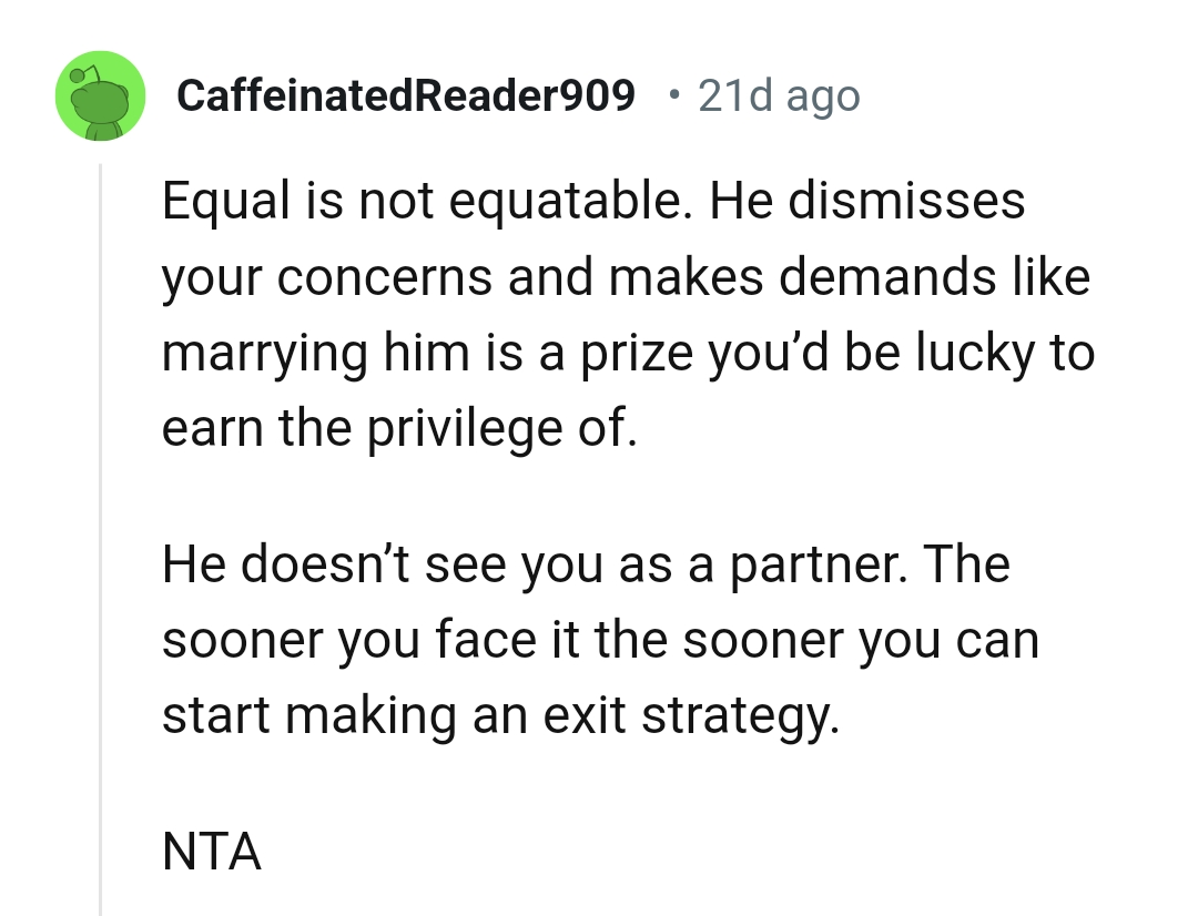 The OP should face reality