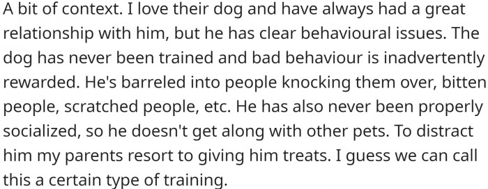 OP asked that the dog be brought downstairs, but his parents brought the dog back upstairs, and it started barking again near the daughter's head, causing her to cry.
