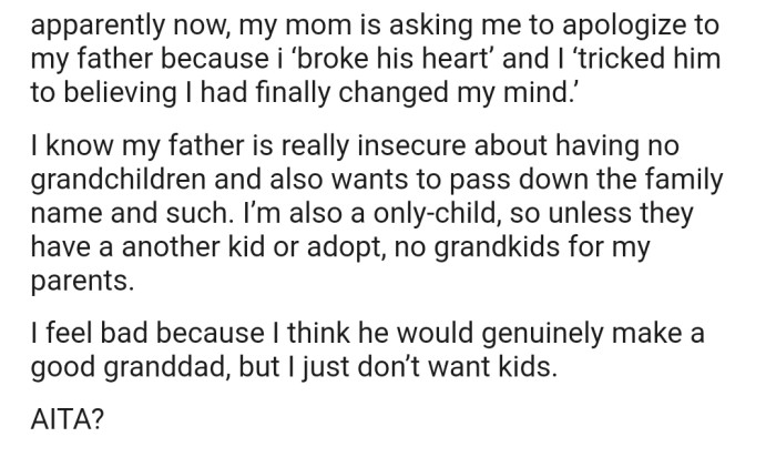 Now OP's mom is accusing her of breaking her dad's heart