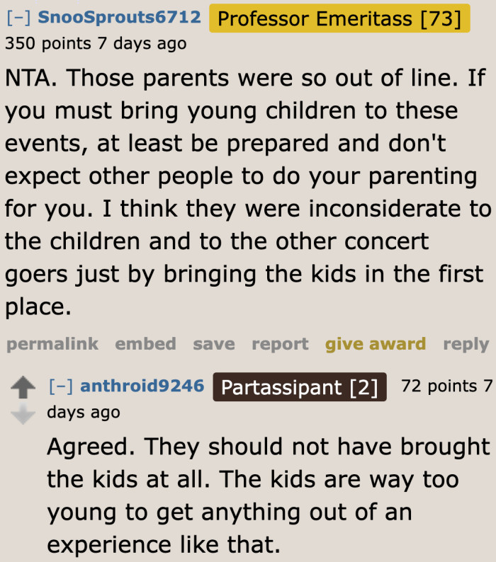 Never expect other people to do the parenting when going to public events.