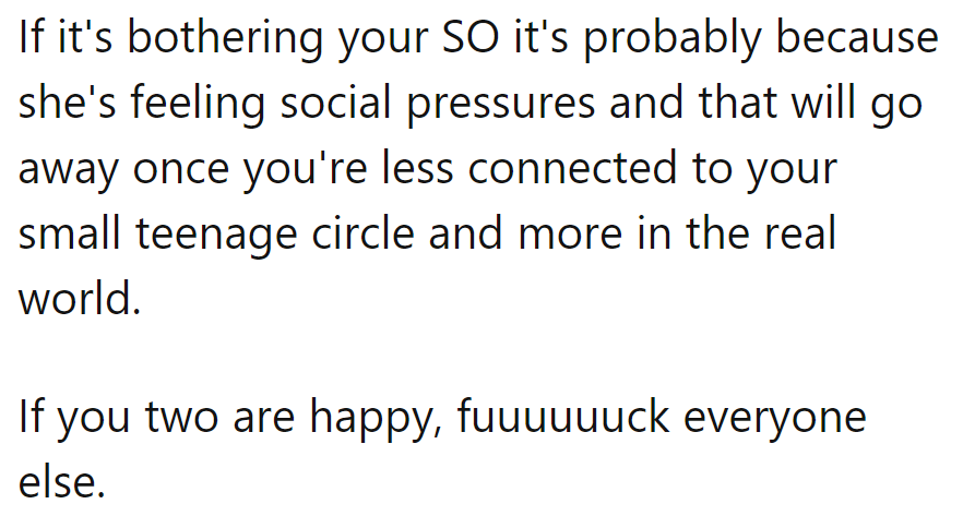 When teenage circles shrink, real-world vibes expand. If they're happy together, the rest can take a hike.
