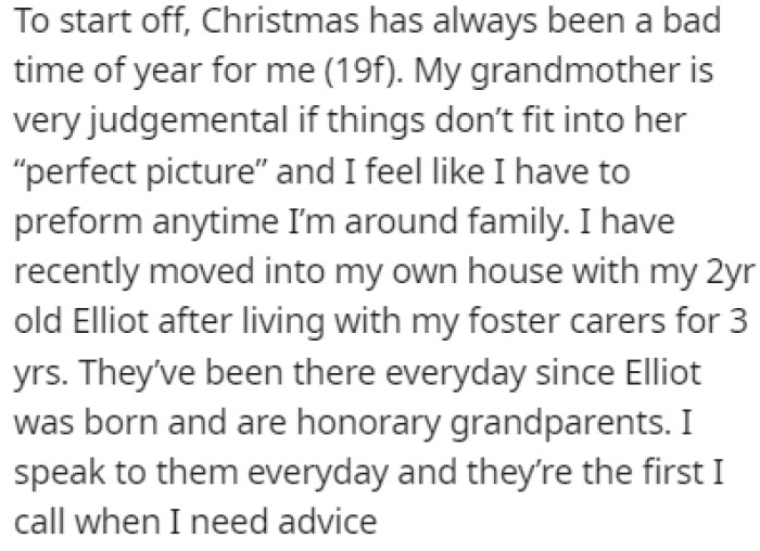 Christmas has always been a rough time of year for OP