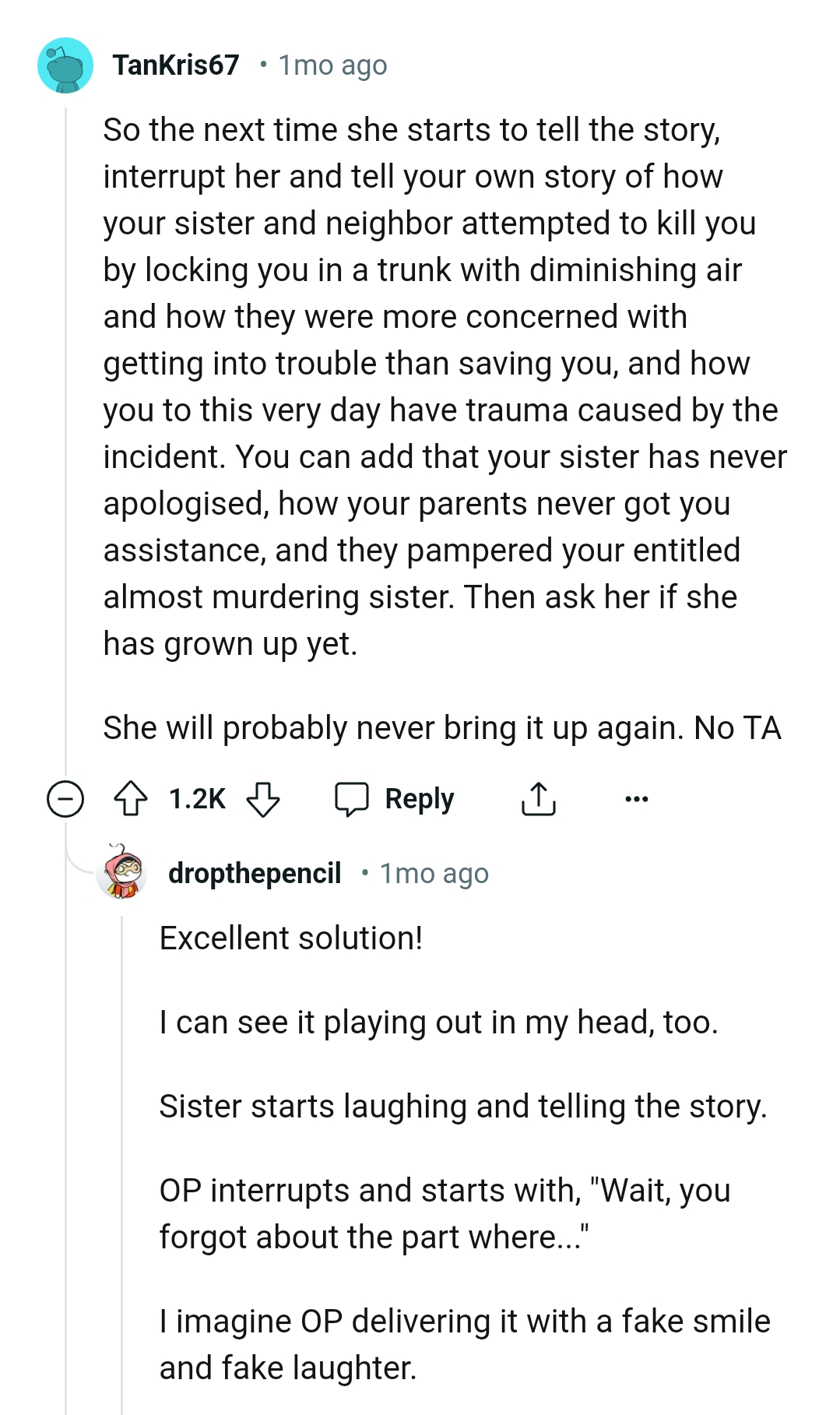 This Redditor tells the OP how to respond when next it happens