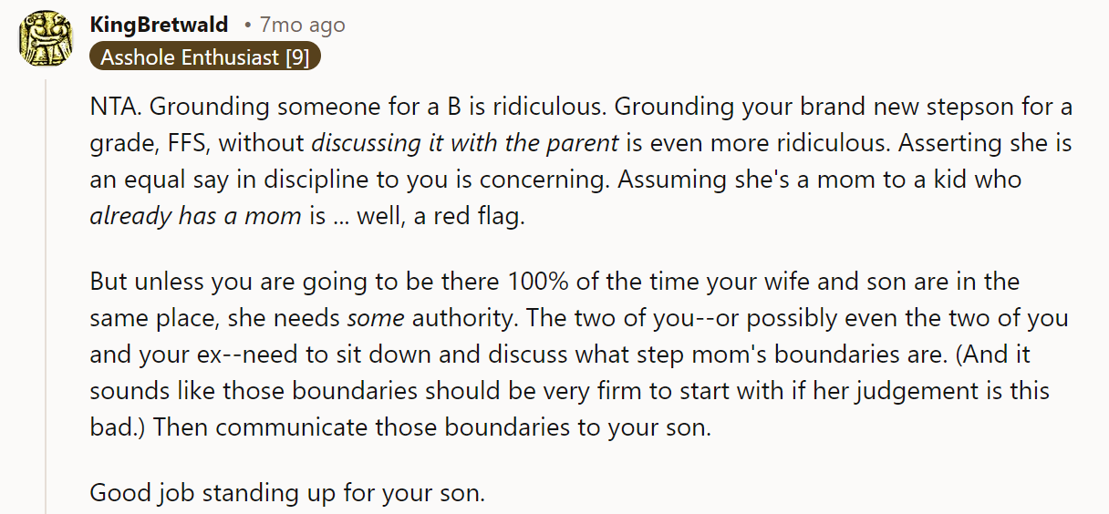 Good Job Standing Up for Your Son