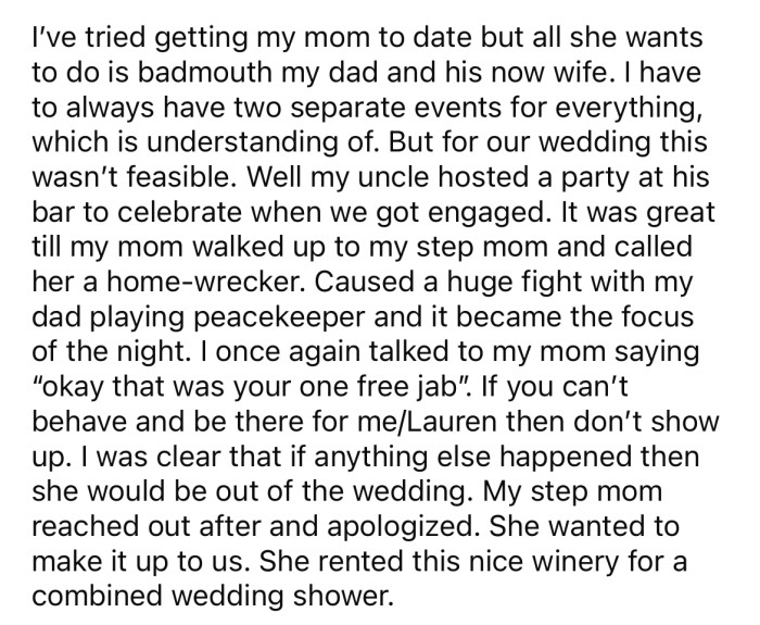 The OP's mom called his stepmom a 