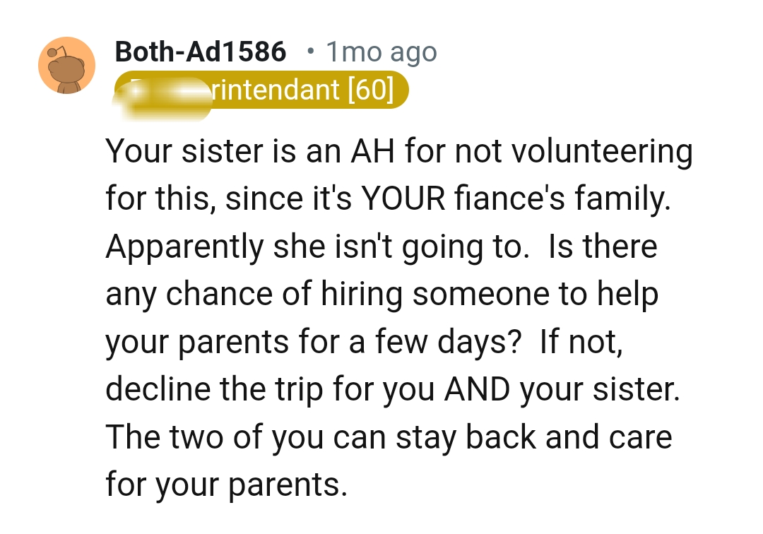 It's her fiancé's family