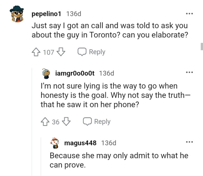 She'll only admit to what he can prove