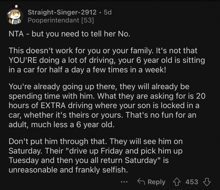 The grandparents' request is incredibly selfish.