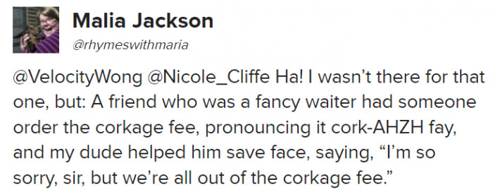 This person was lucky enough to have a gracious waiter like this one to help them get through that embarrassing moment