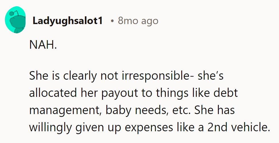 No AHs in sight. She's the budgeting boss, swapping rides for strides in financial responsibility!