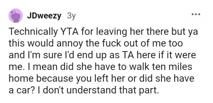 Did she have to walk ten miles home?