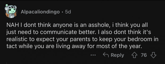 Op needs to have better communication with his parents.