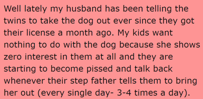 The OP's children don't want anything to do with the Heeler.