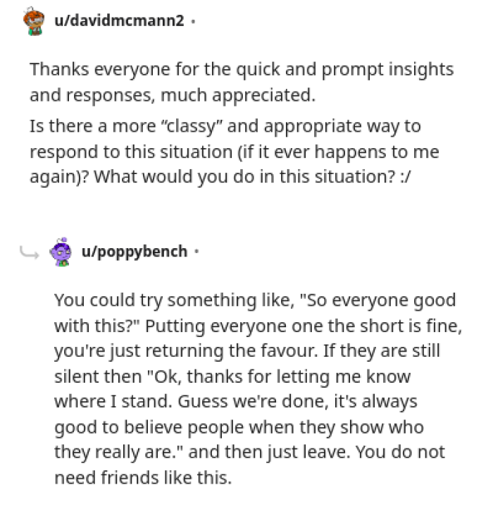 OP came back for some advice and a few people delivered.