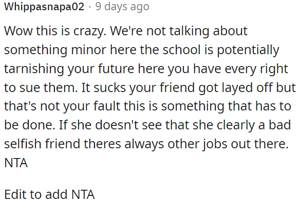 While it's unfortunate that OP's friend was laid off, it's not OP's fault, and he must prioritize his well-being.