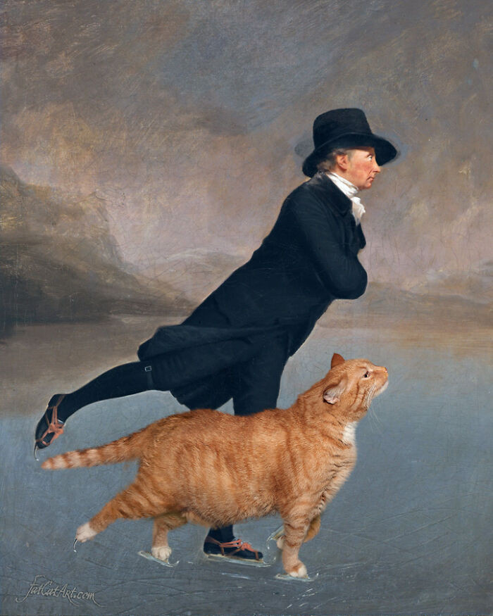 “Reverend Robert Walker Skating On Duddingston Loch With His Cat”