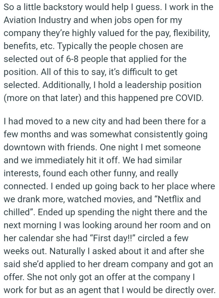 OP had moved to a new city and had been there for a few months