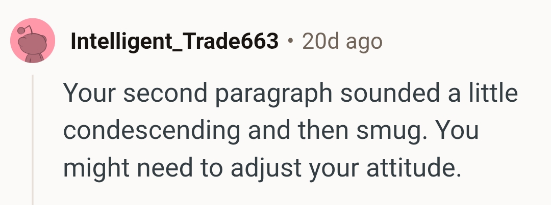 Adjusting the OP's attitude