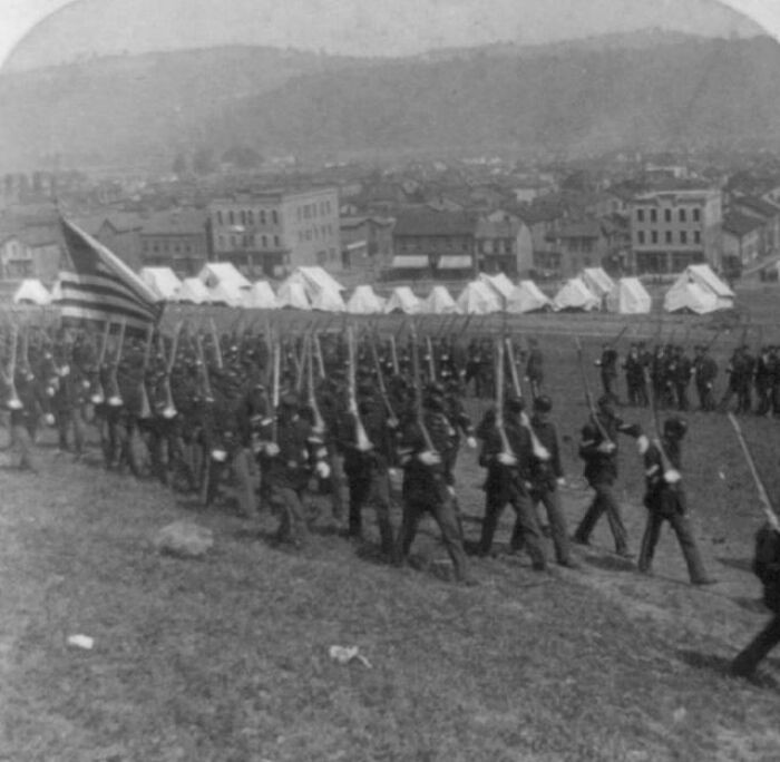 "Pennsylvania Militia Entering Homestead After Carnegie Steelworkers Fought Pinkerton Guards, 1892"