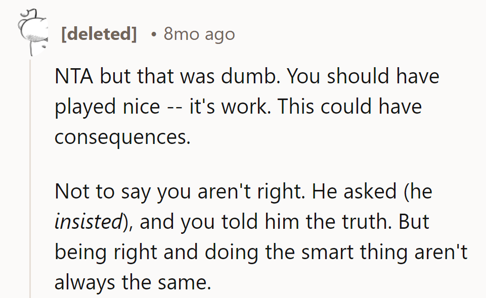 Guess he'll bring a diplomatic umbrella next time it rains truth bombs.