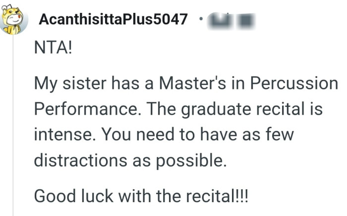 The graduate recital is intense