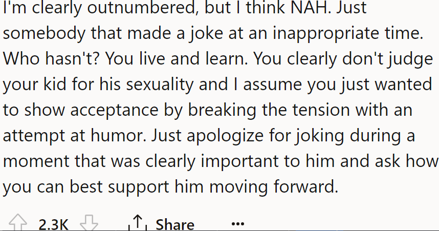 A Redditor said the OP made an inappropriate joke at the wrong time, but he can fix it