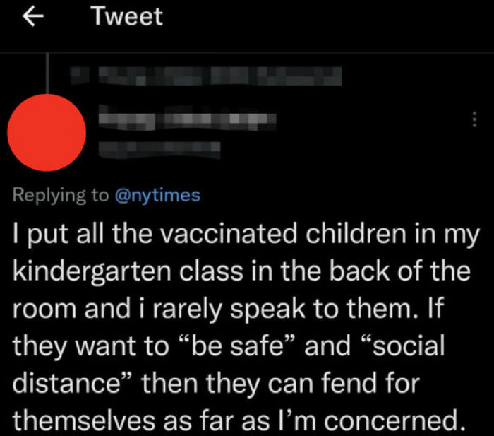 17. Anti-vaxx teacher who's being unfair to vaccinated students.