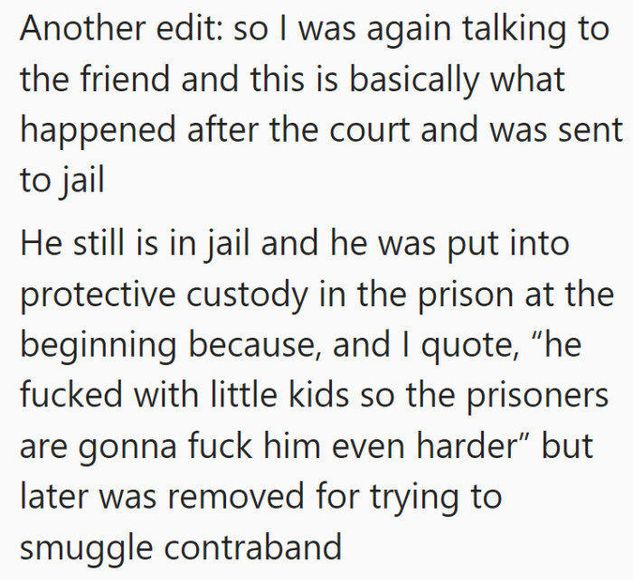 We get some details on the dad and where he is now, which is jail.