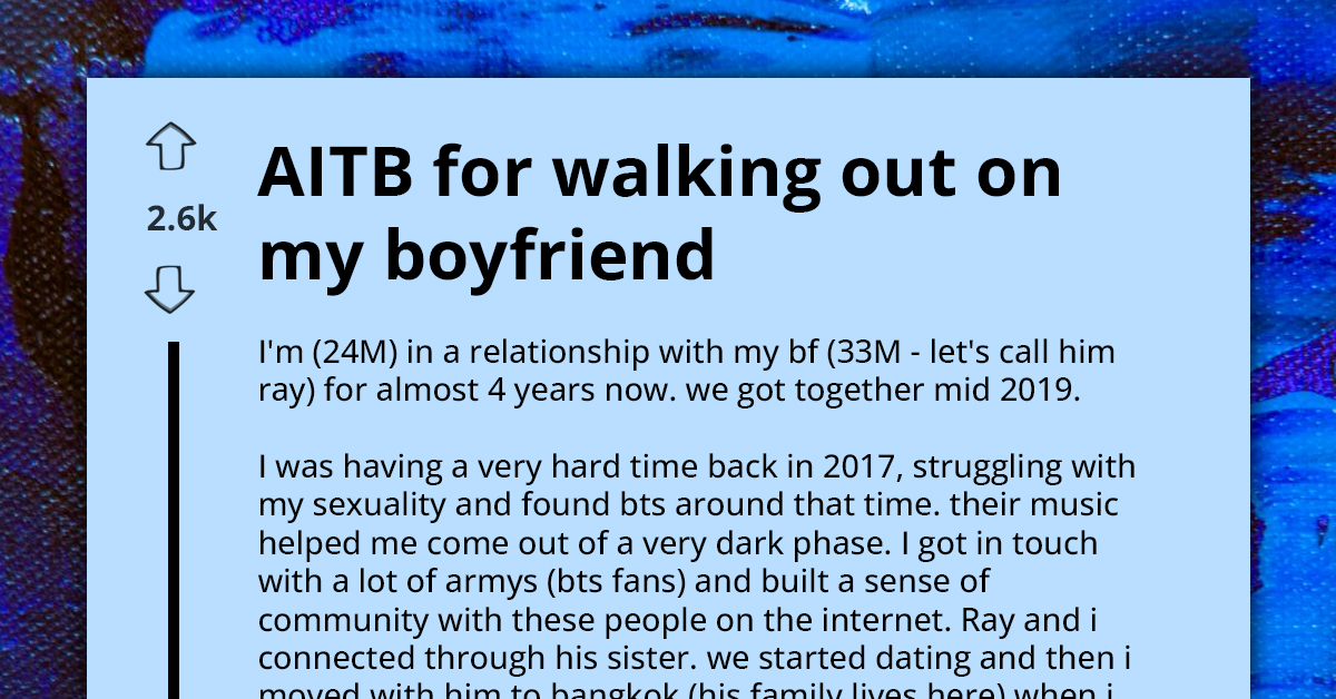 Redditor Asks If He's Buttface For Walking Out On His Boyfriend After He Sold His BTS Tickets For Extra Cash