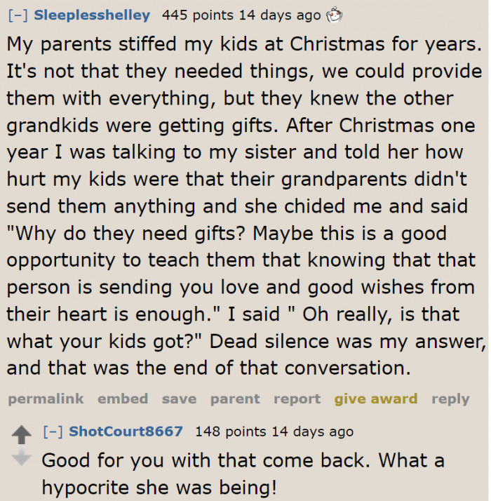 This woman is clearly not her parent's favorite.