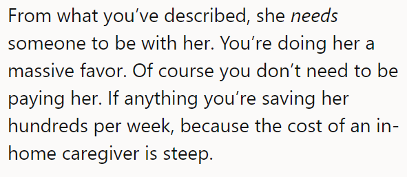 The OP was doing her a favor