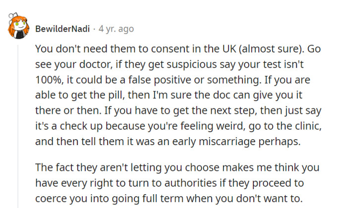 No consent needed in the UK; visit the doc, blame test accuracy, and snag the pill or consider 