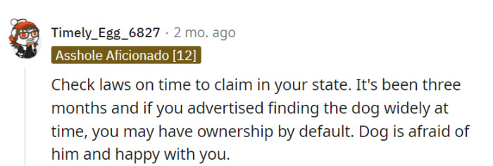 Three months of searching and Luna's clear preference for the current caregiver could be their ticket to default ownership.